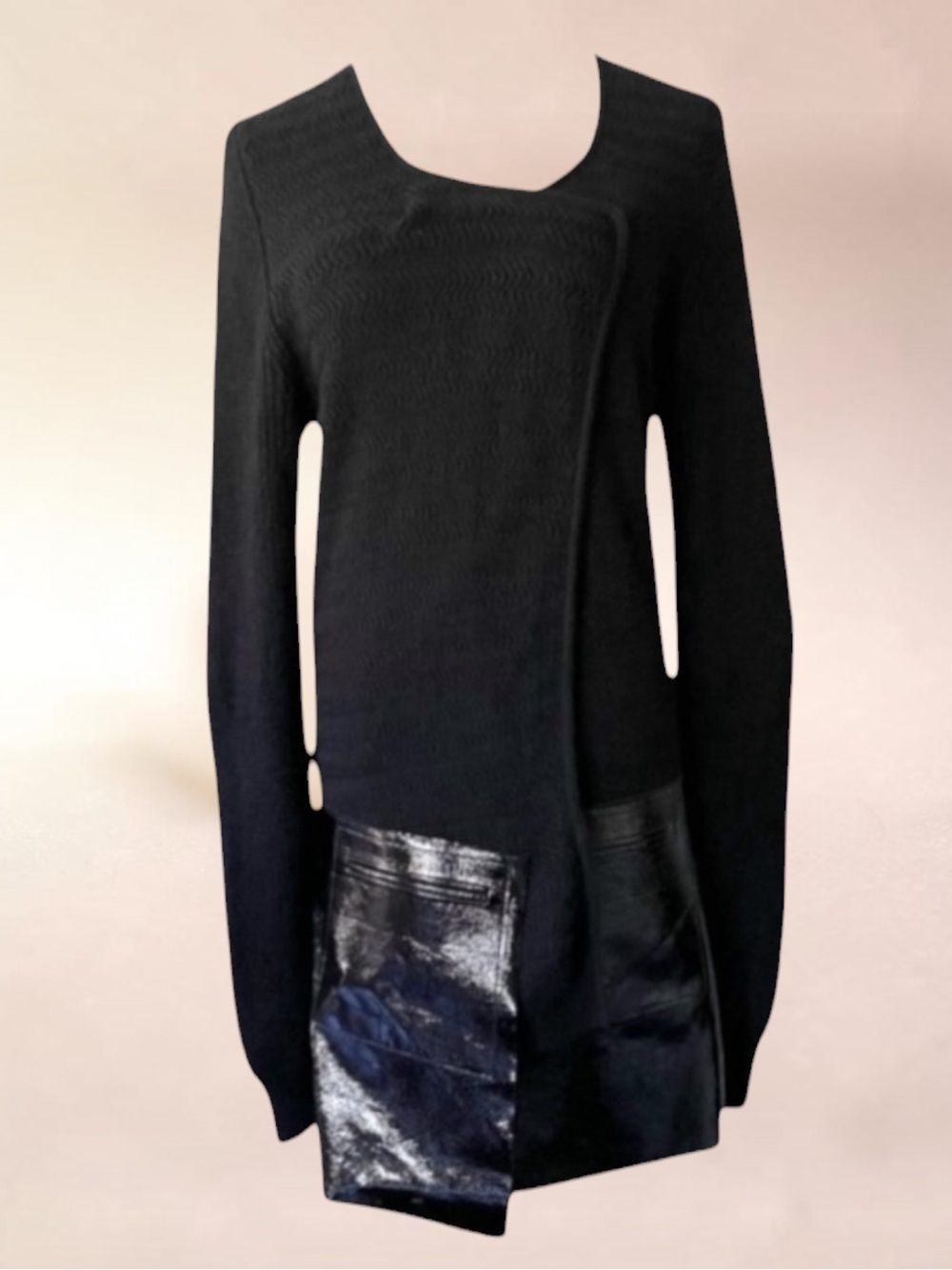 FENDI Alpaca Camel Wool Blend 2 pocket Black Sweater Size 44